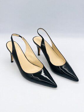 Expression Black Patent Slingback Pointed Toe Stiletto Pumps – Size 9